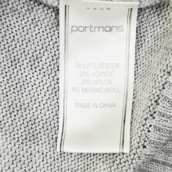 Portmans Knit Sweater sz M Long sleeve Merino Wool Grey black contrast button - Picture 5 of 9